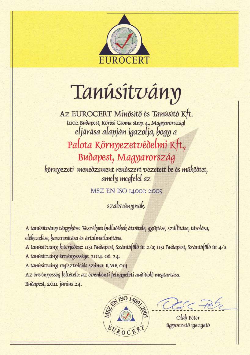 14001Tanusitvany